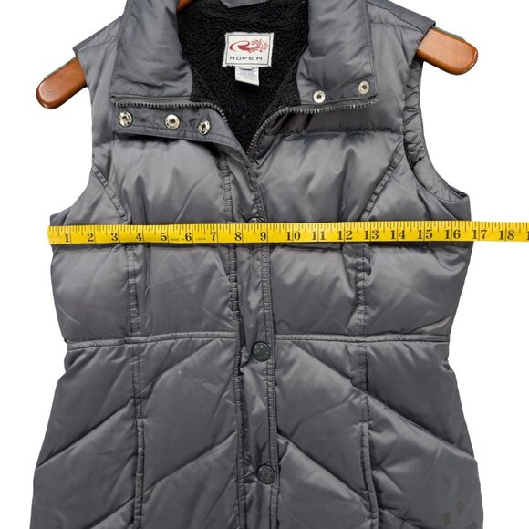 Roper Down Puffer Vest Womens Metallic Silver Fleece Lined Full Zip Size S - Picture 7 of 11